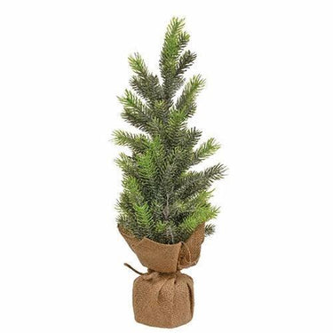 Glittered Pine Tree with Burlap Base - The Fox Decor